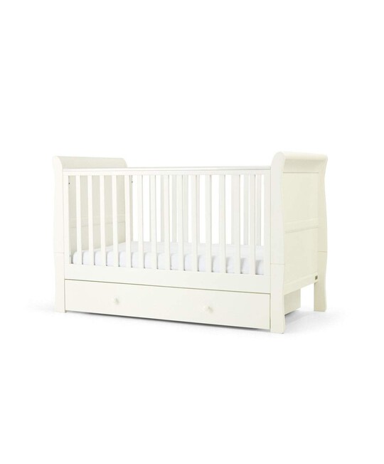Mia 4 Piece Cotbed with Dresser Changer, Wardrobe, and Essential Pocket Spring Mattress Set- White image number 4